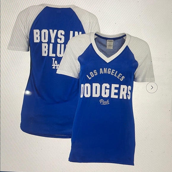 Los Angeles Dodgers Victoria Secrets PiNK Tops - Los Angeles Dodgers MLB PINK by Victoria’s Secret Royal/White Mesh Jersey-S